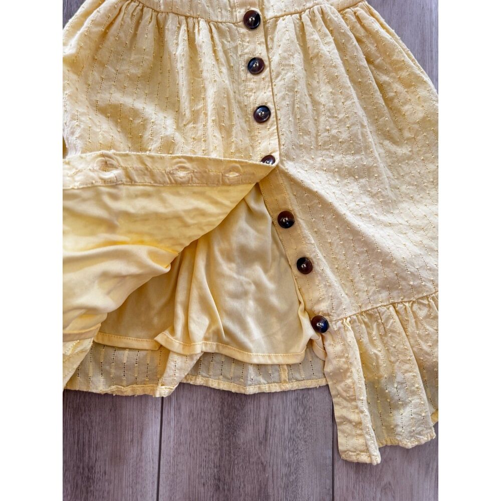 Japna Butter Yellow Eyelet Ruffle Hem Sun Dress Smocked Back Boho Summer M - Picture 8 of 15